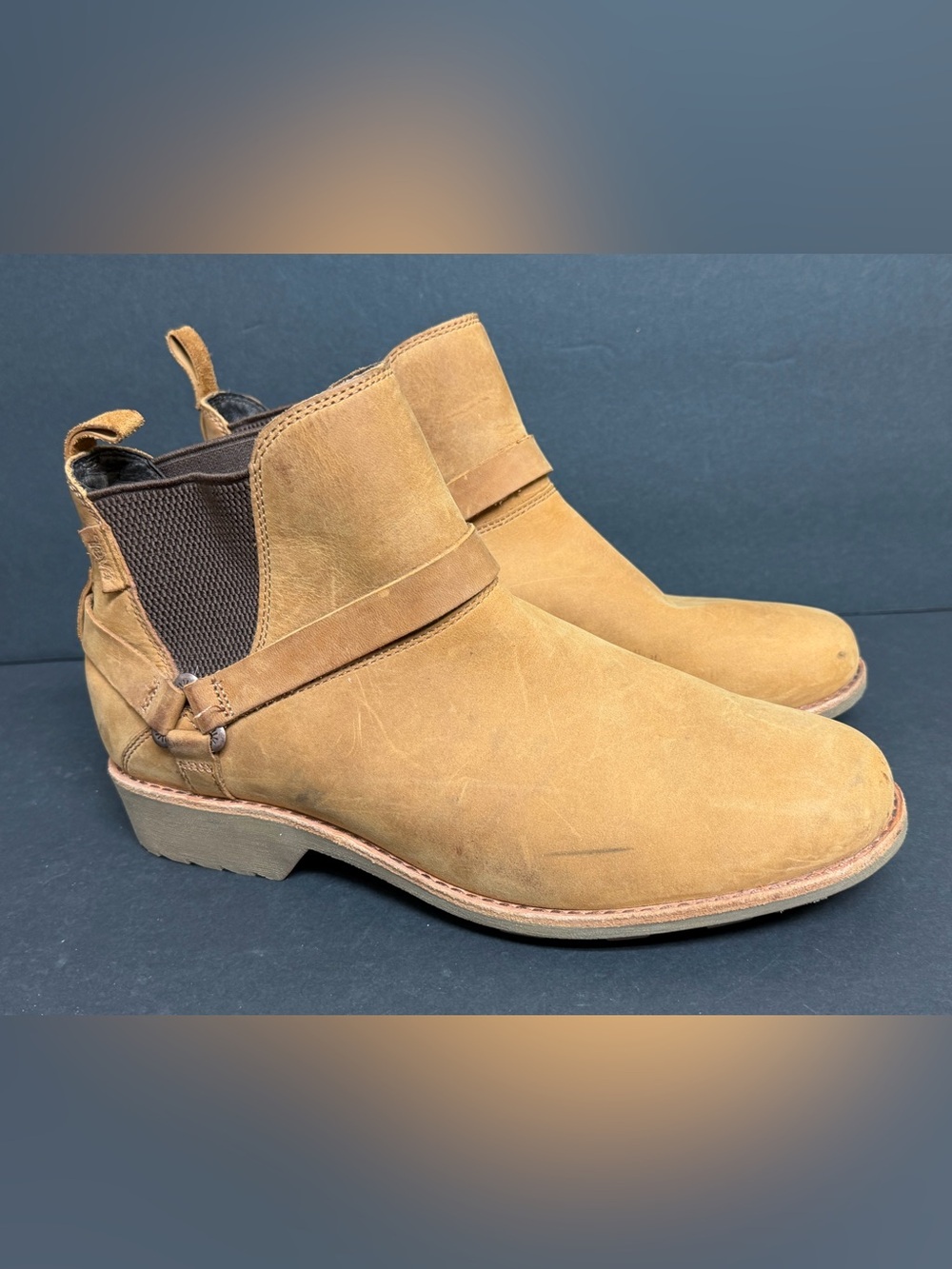 Teva De La Vina Dos Womens 10 Tan  Leather Chelsea Ankle Boots Harness Pull On - Picture 4 of 9